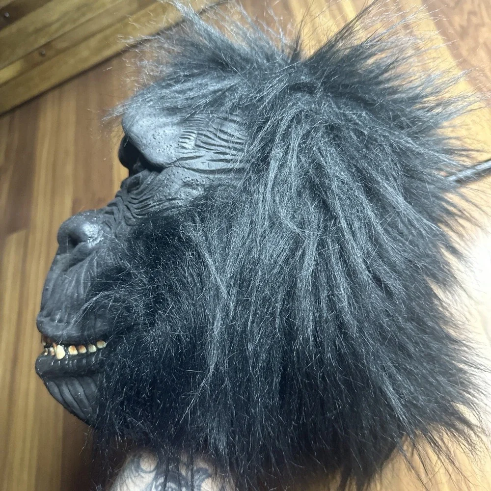 Gorilla Halloween Adult Mask Ape Monkey Mask Rubber Kong Teeth Fangs Costume